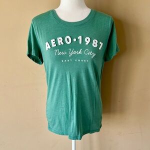 Aeropostale Classic Crew XL Aero 1987 New York City Green White Shirt Top Tee